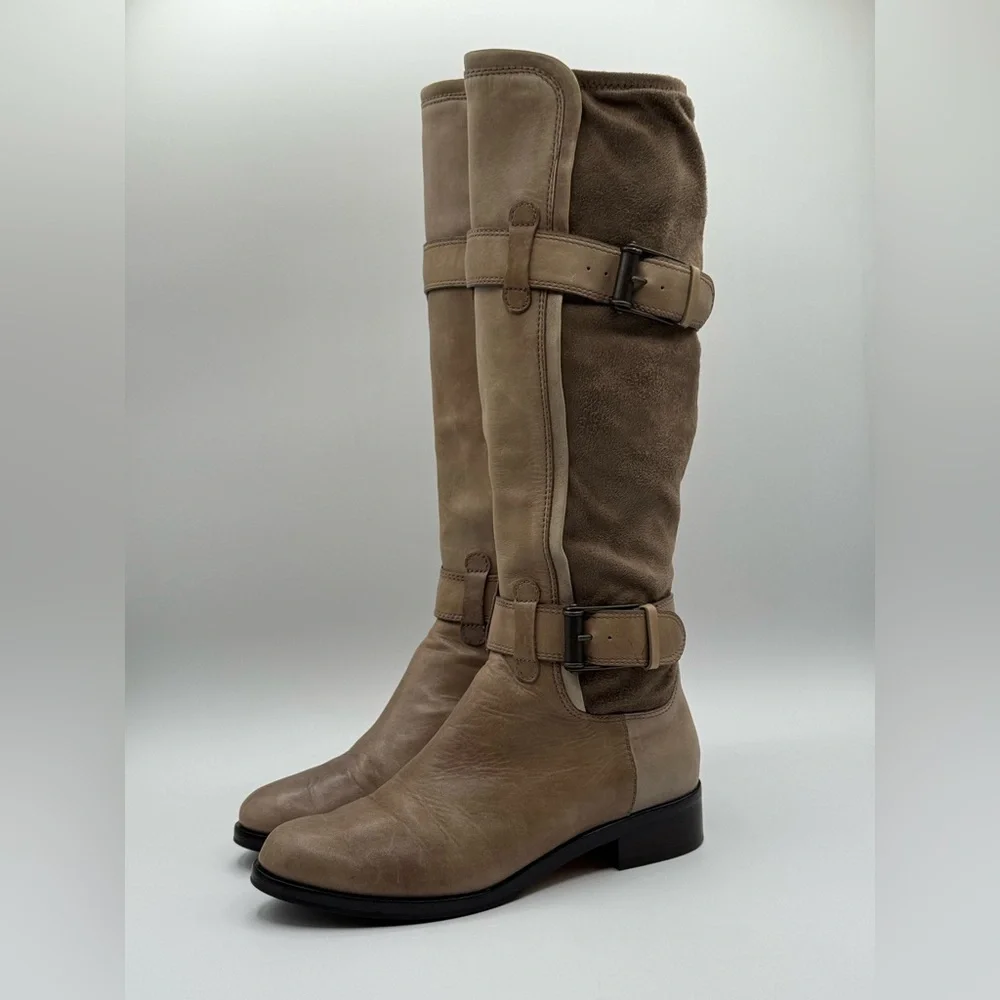 Cole Haan Riding Boots Leather Nike Air Avalon Tall Boots Taupe Leather 6B - Picture 13 of 16